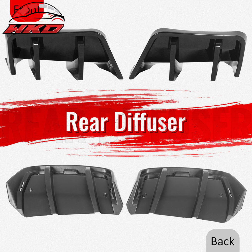 Fits 14-19 Chevrolet Corvette C7 IKON Rear Bumper Diffuser Lip PP Gloss Black