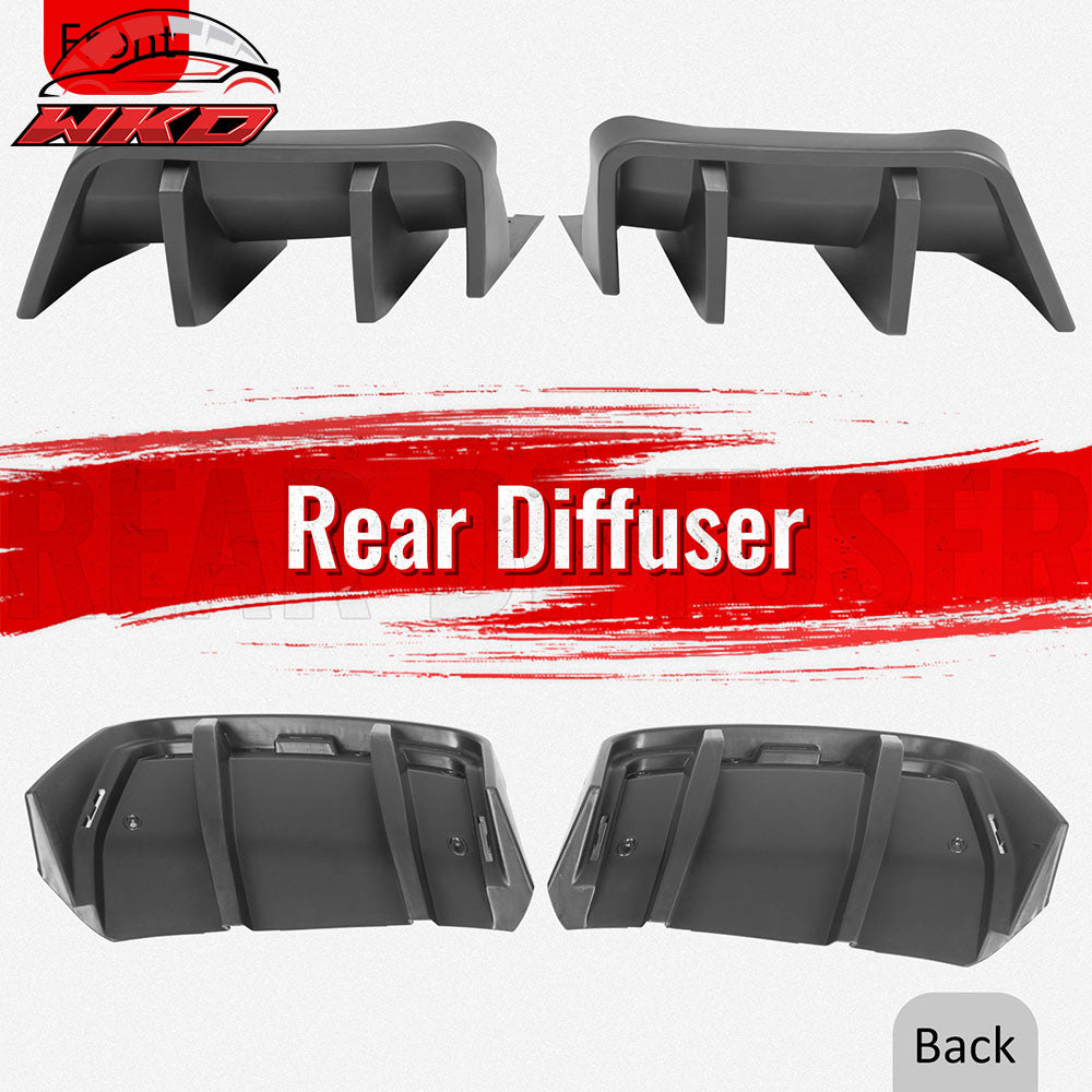 Fits 14-19 Chevrolet Corvette C7 IKON Rear Bumper Diffuser Lip PP Matte Black