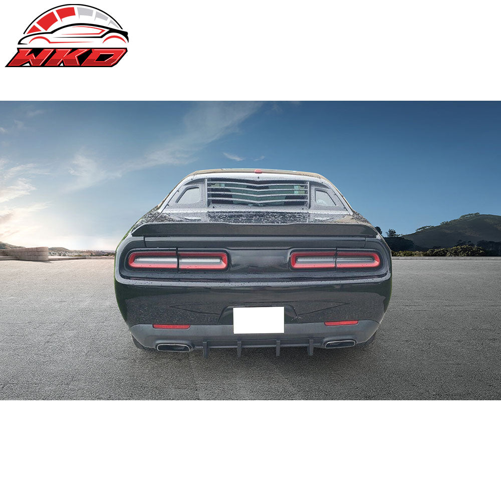 Fits 15-23 Dodge Challenger Rear Bumper Lip Diffuser 4 Shark Fin Spoiler Wing