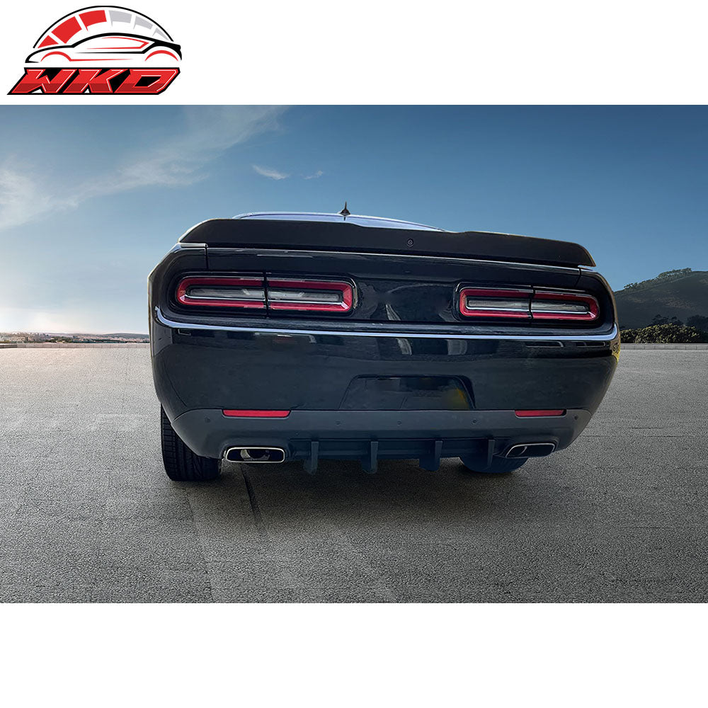 Fits 15-23 Dodge Challenger Rear Bumper Lip Diffuser 4 Shark Fin Spoiler Wing