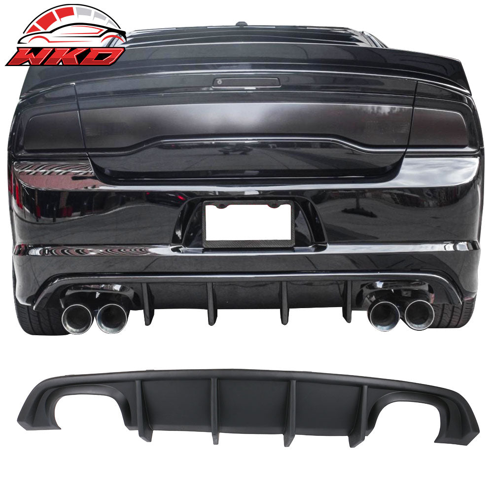 Fits 12-14 Dodge Charger SRT8 Quad Exhaust Rear Bumper Lip Diffuser Unpainted PP