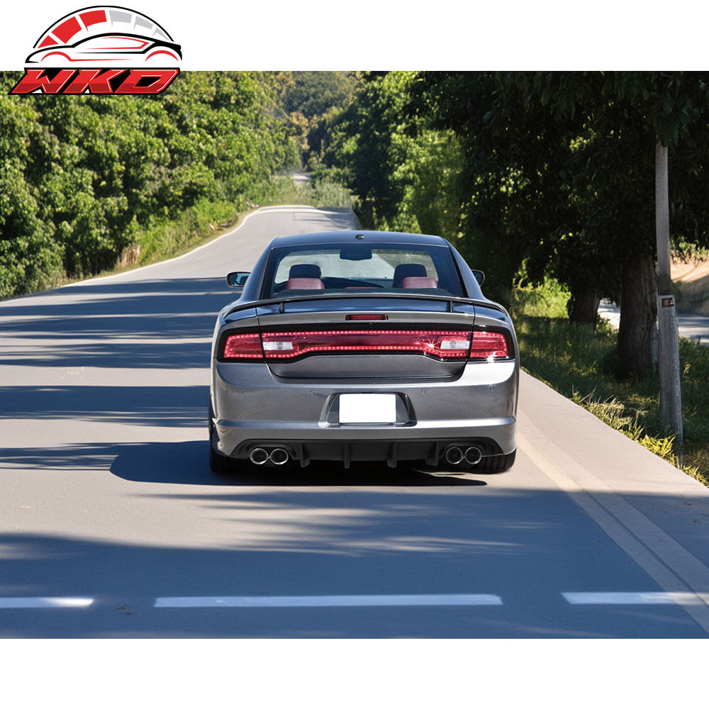 Fits 12-14 Dodge Charger SRT8 Quad Exhaust Rear Bumper Lip Diffuser Unpainted PP