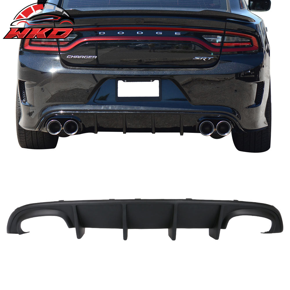 Fits 15-23 Dodge Charger Quad Exhaust Rear Diffuser Unpainted PP