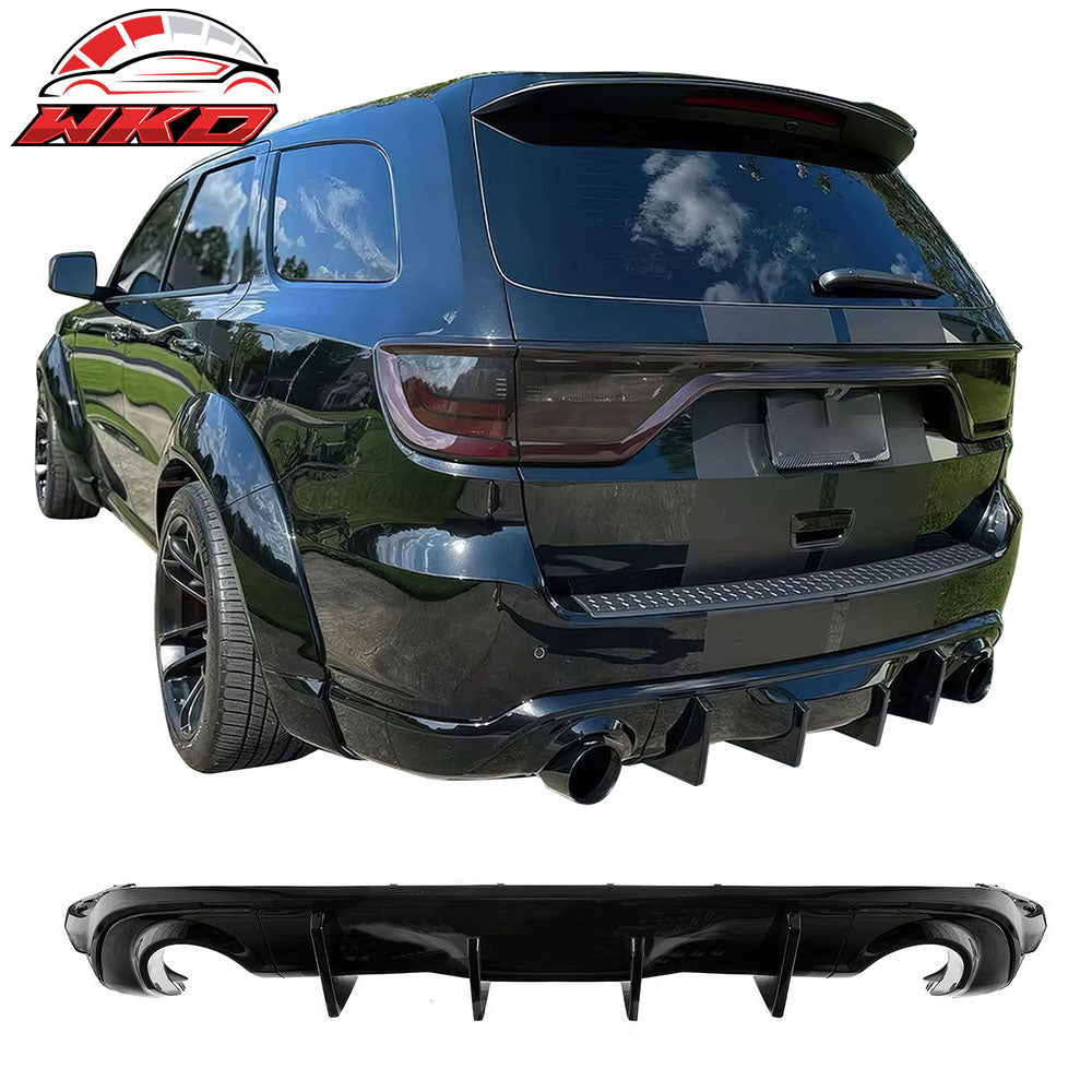 Fits 11-25 Dodge Durango Rear Bumper Lip Diffuser Gloss Black V2 Valance Canard