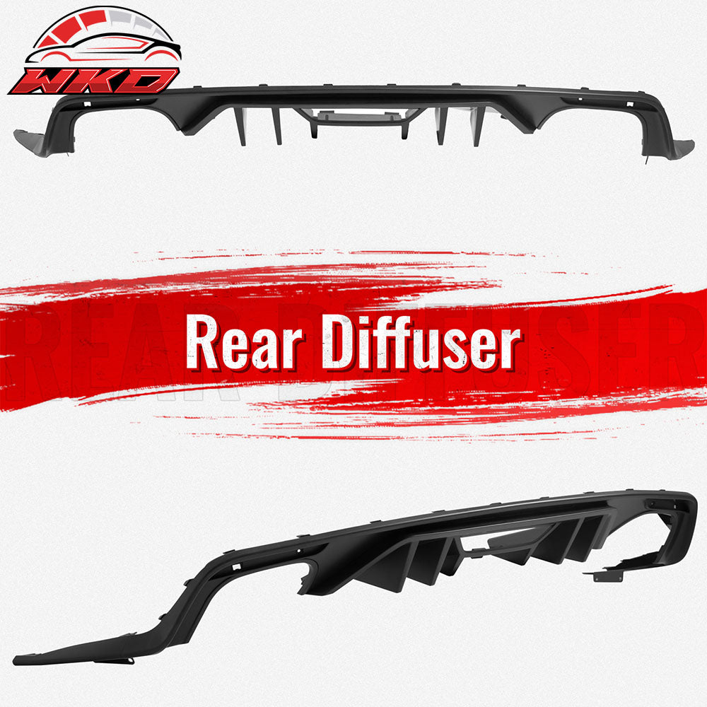 Fits 15-17 Ford Mustang Rock Style Rear Bumper Lip Diffuser PP 4PCS Matte Black