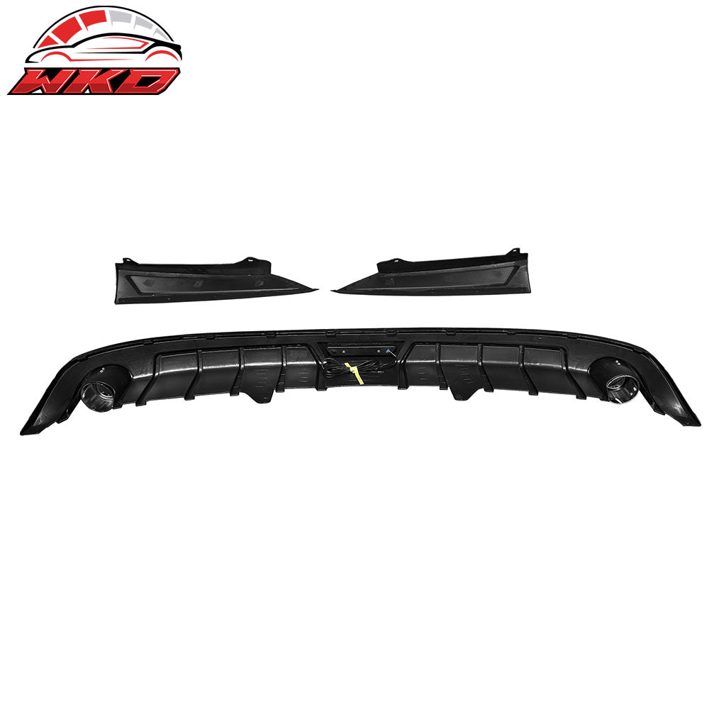 Fits 23-25 Honda Accord Gloss Black 3PCS Rear Bumper Diffuser W/ LED - IK Style