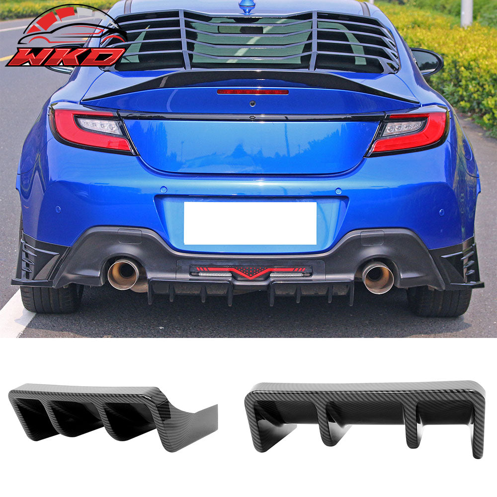 Fits 22-26 Toyota GR86/Subaru BRZ JDM Style Carbon Fiber Print 2PC Rear Diffuser