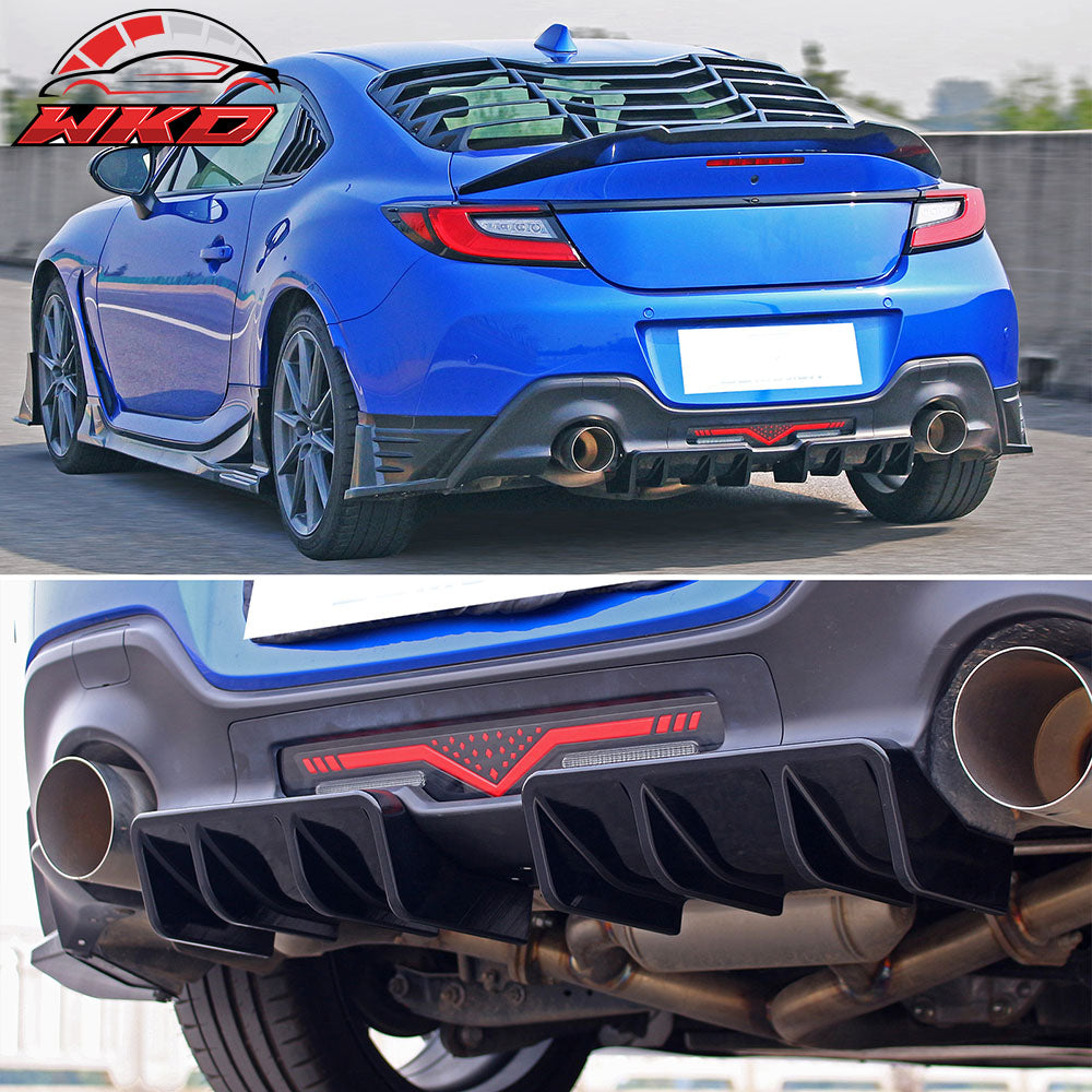 Fits 22-26 Toyota GR86/Subaru BRZ JDM Style Carbon Fiber Print 2PC Rear Diffuser