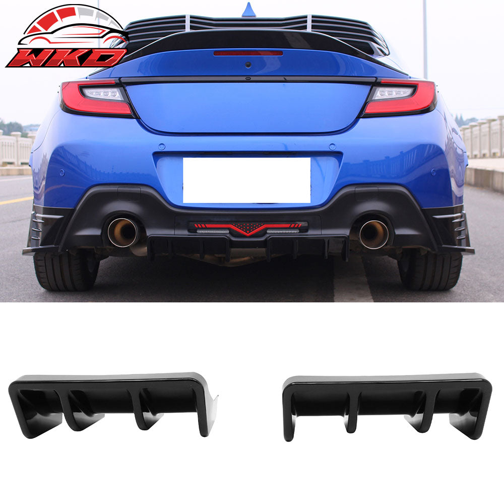 Fits 22-26 Toyota GR86/Subaru BRZ JDM Style Gloss Black PP 2PC Rear Diffuser Fin