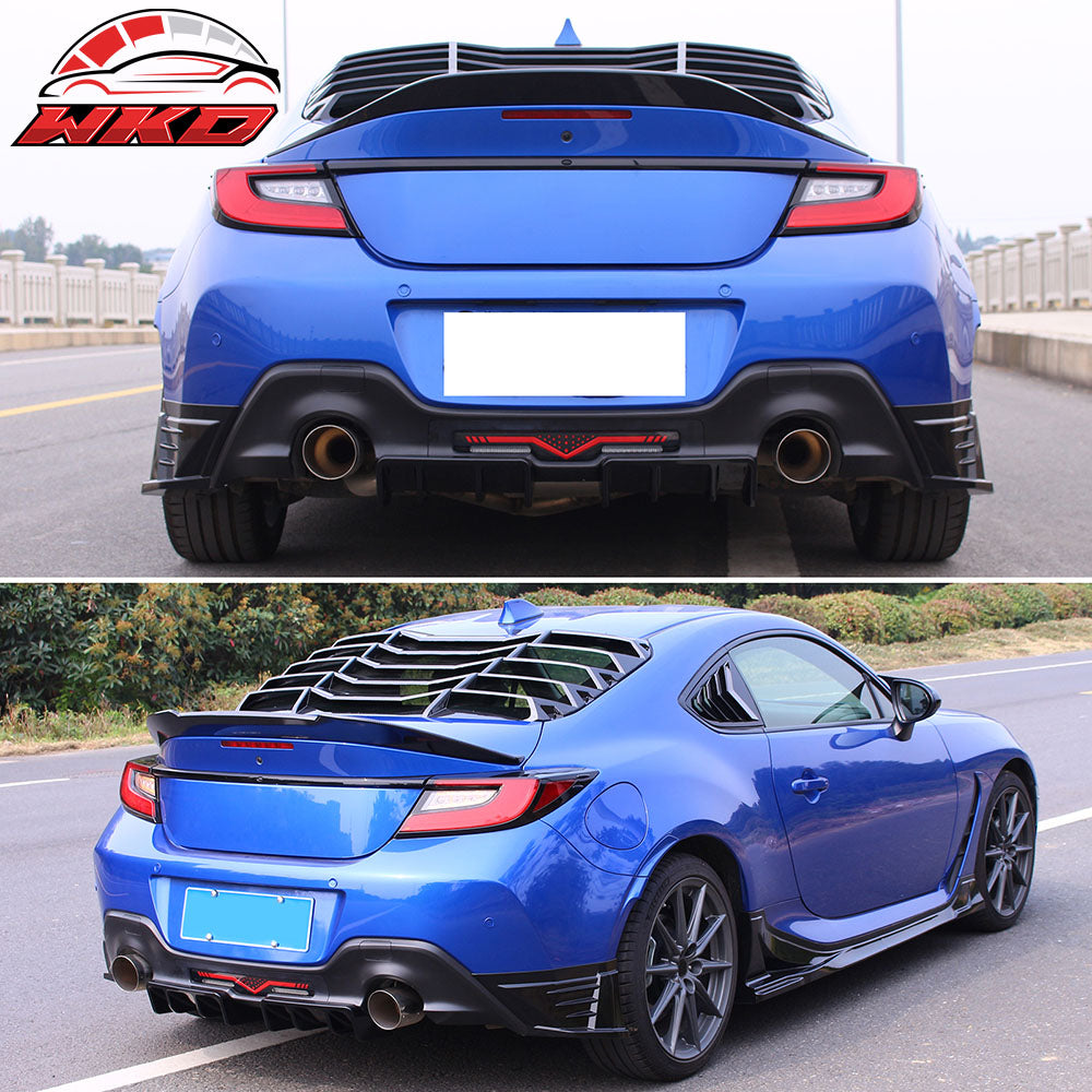 Fits 22-26 Toyota GR86/Subaru BRZ JDM Style Matte Black PP 2PC Rear Diffuser Fin