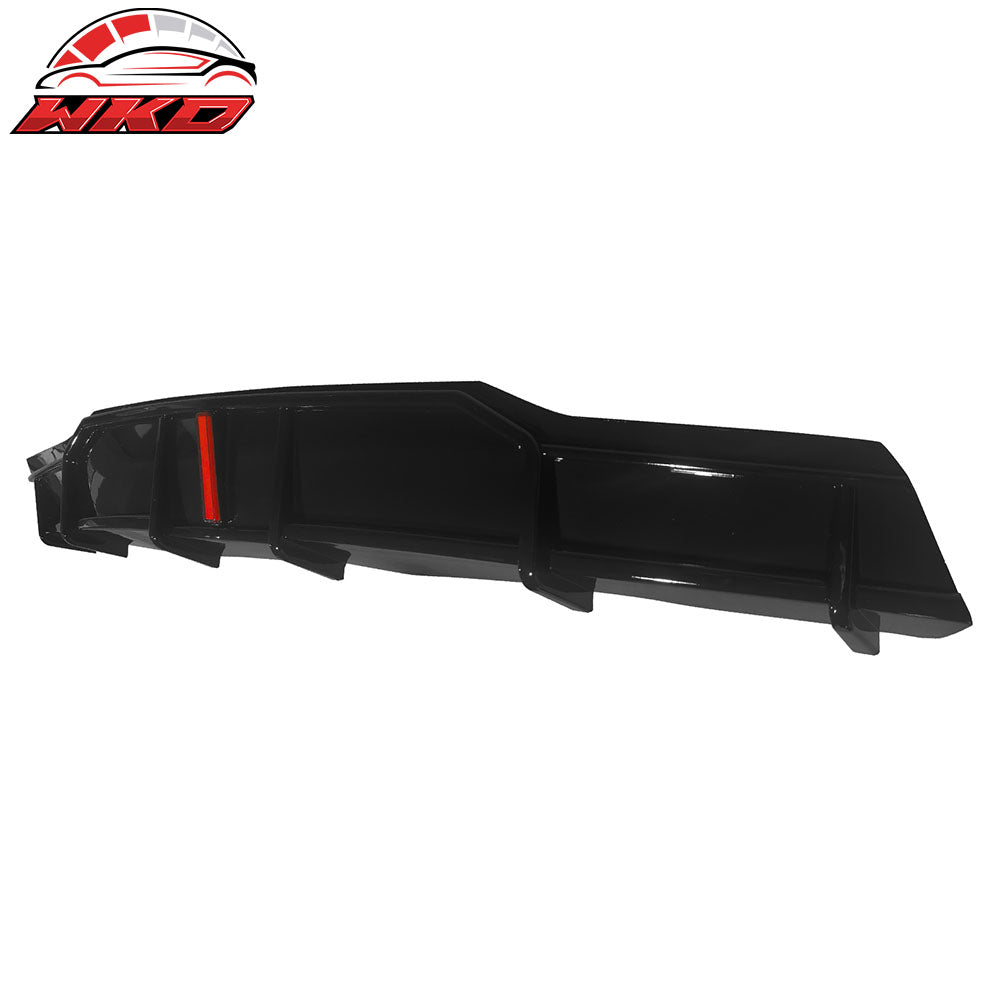 Fits 22-25 Tesla Model X IKON Style Rear Bumper Lip Diffuser W/LED Gloss Black