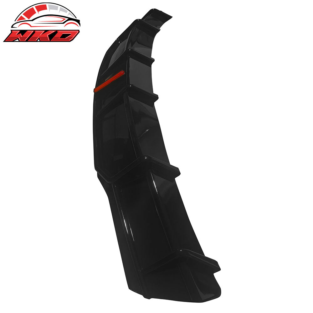 Fits 22-25 Tesla Model X IKON Style Rear Bumper Lip Diffuser W/LED Gloss Black