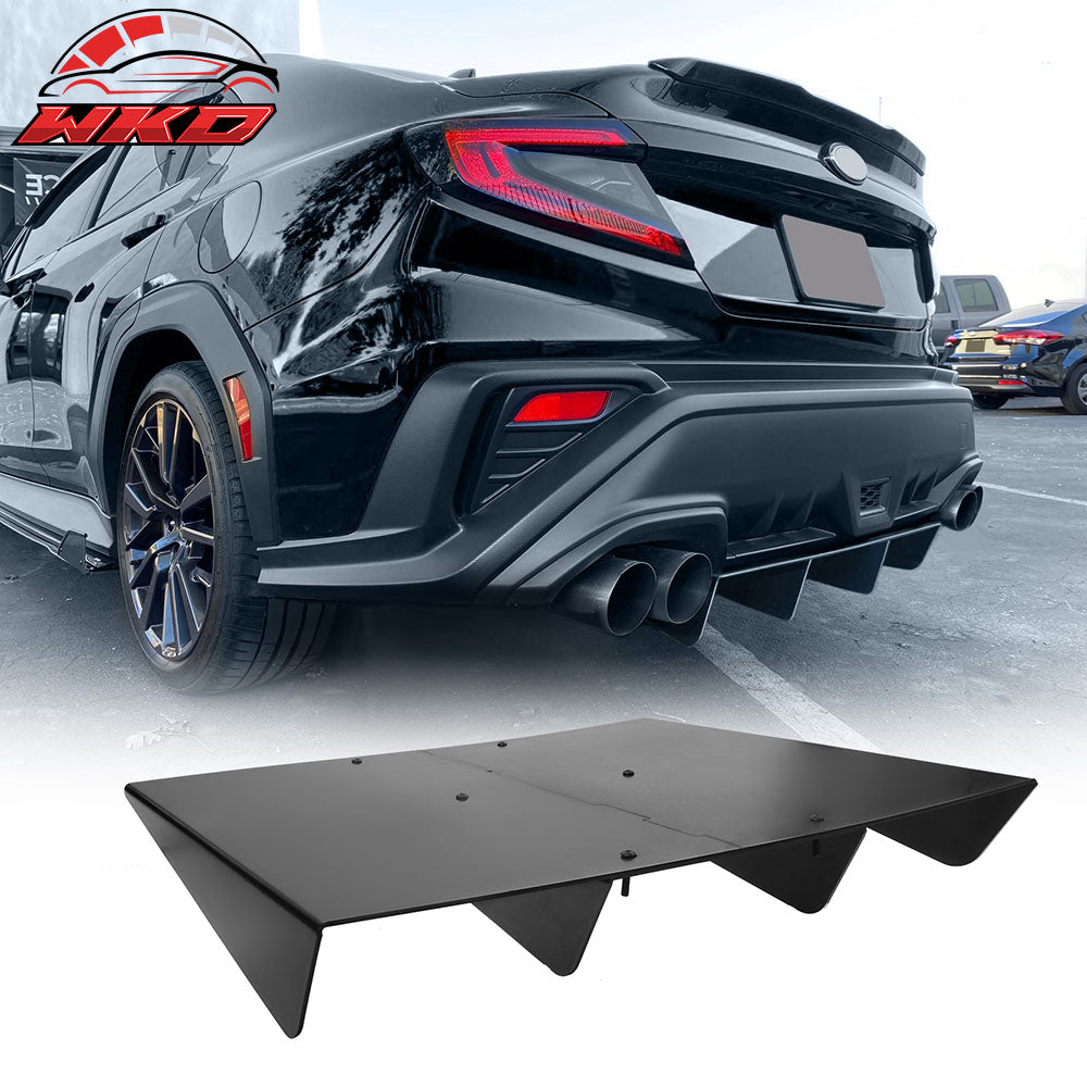 Universal Rear Diffuser 4 Shark Fins Under Bumper Splitter Unpainted Black ABS