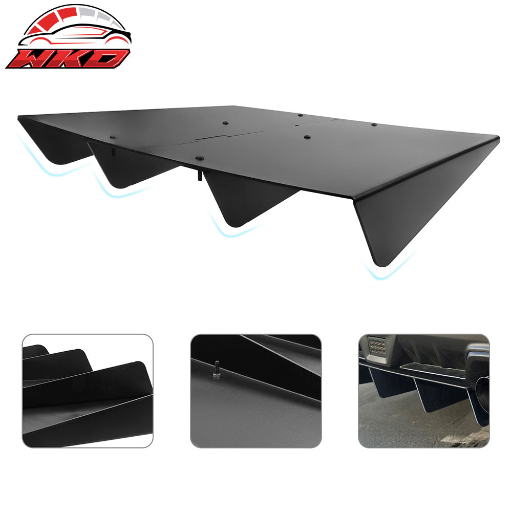 Universal Rear Diffuser 4 Shark Fins Under Bumper Splitter Unpainted Black ABS