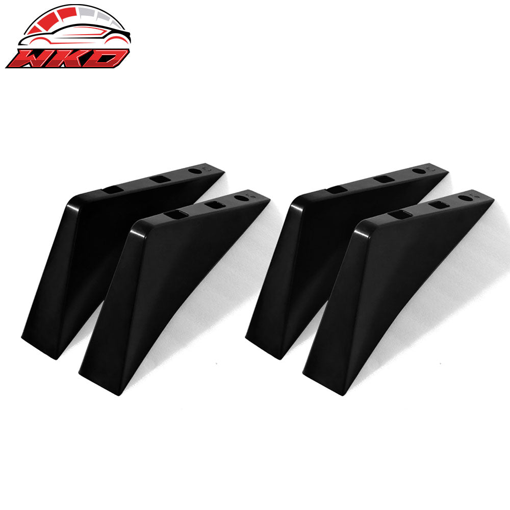 Universal 4PCS Rear Bumper Lip Diffuser Splitter Shark Fins Unpainted Black ABS