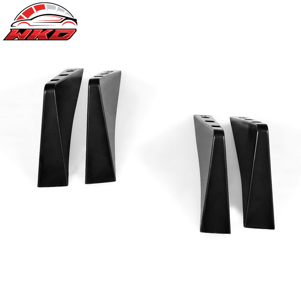 Universal 4PCS Rear Bumper Lip Diffuser Splitter Shark Fins Unpainted Black ABS