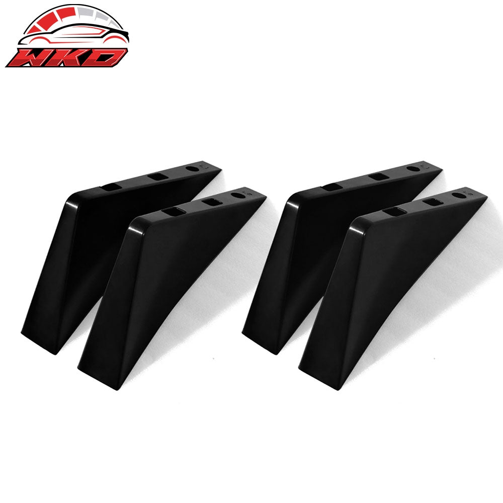 Universal 4PCS Rear Bumper Lip Lower Diffuser Shark Fins Unpainted Black ABS