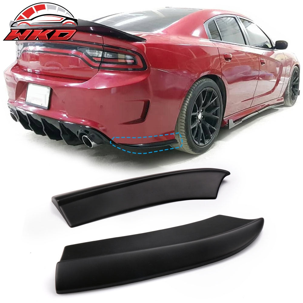 Fits 15-23 Dodge Charger Rear Bumper Lip Diffuser Side Apron Spat PP Matte Black