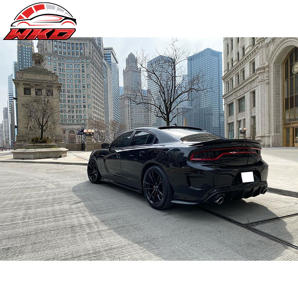 Fits 15-23 Dodge Charger Rear Bumper Lip Diffuser Side Apron Spat PP Matte Black