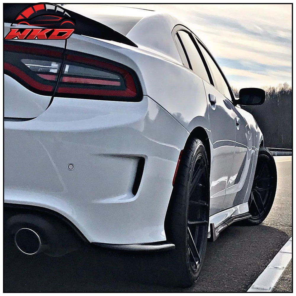 Fits 15-23 Dodge Charger Rear Bumper Lip Diffuser Side Apron Spat PP Matte Black