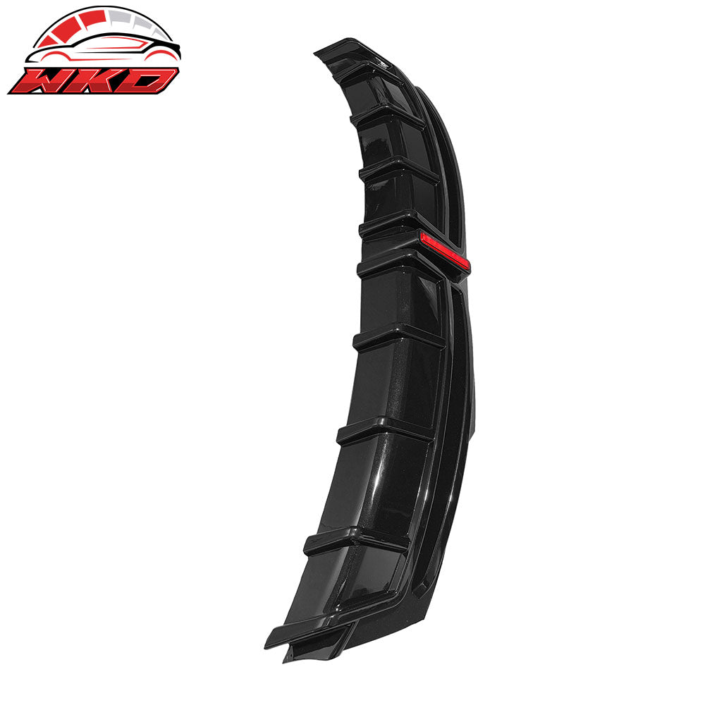 Fits 24-25 Tesla Model 3 Highland Rear Bumper Diffuser Gloss Black Lip LED Apron