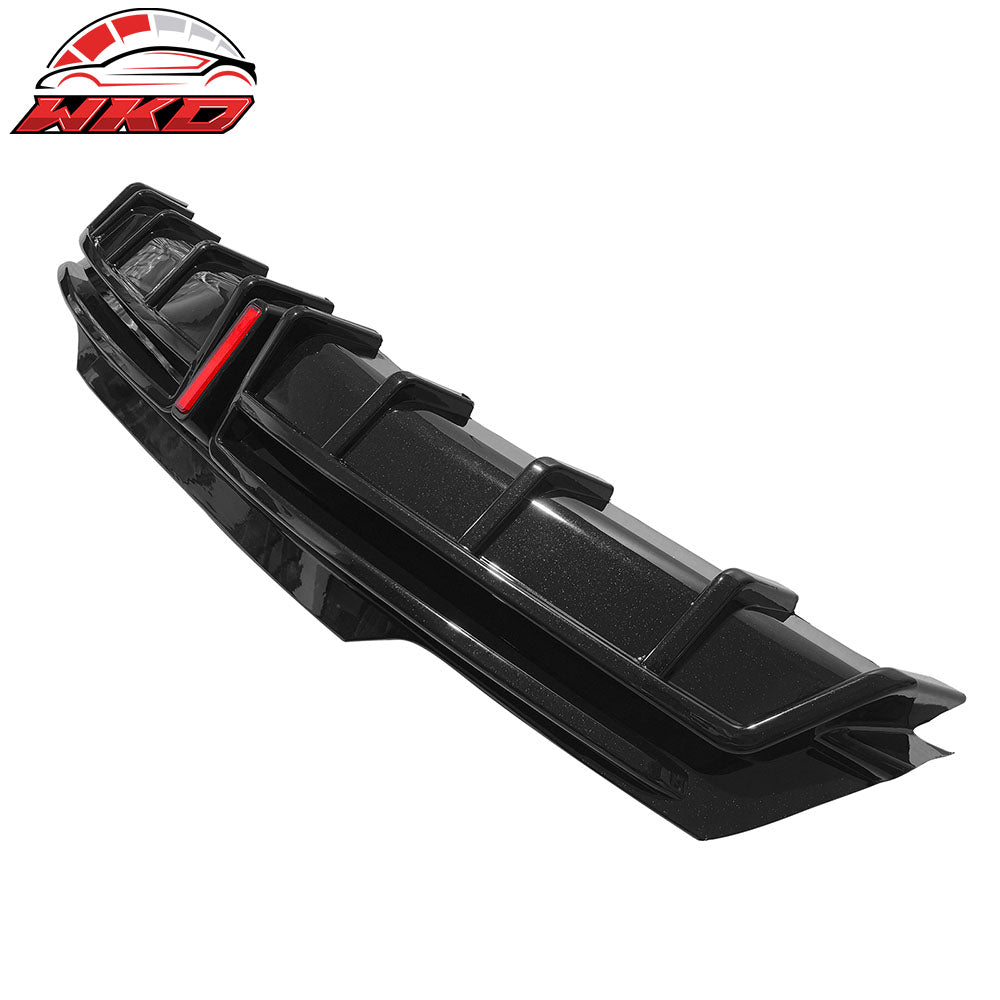 Fits 24-25 Tesla Model 3 Highland Rear Bumper Diffuser Gloss Black Lip LED Apron