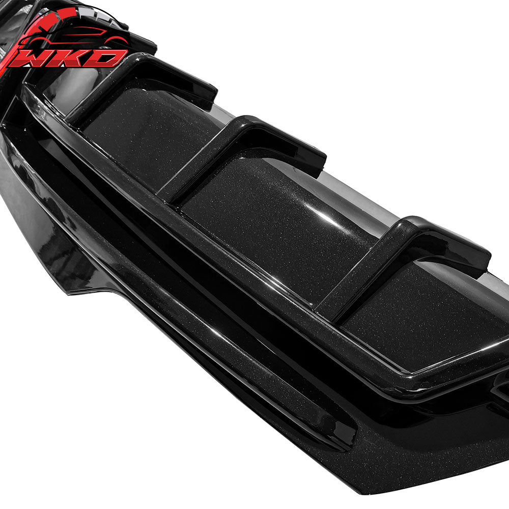 Fits 24-25 Tesla Model 3 Highland Rear Bumper Diffuser Gloss Black Lip LED Apron