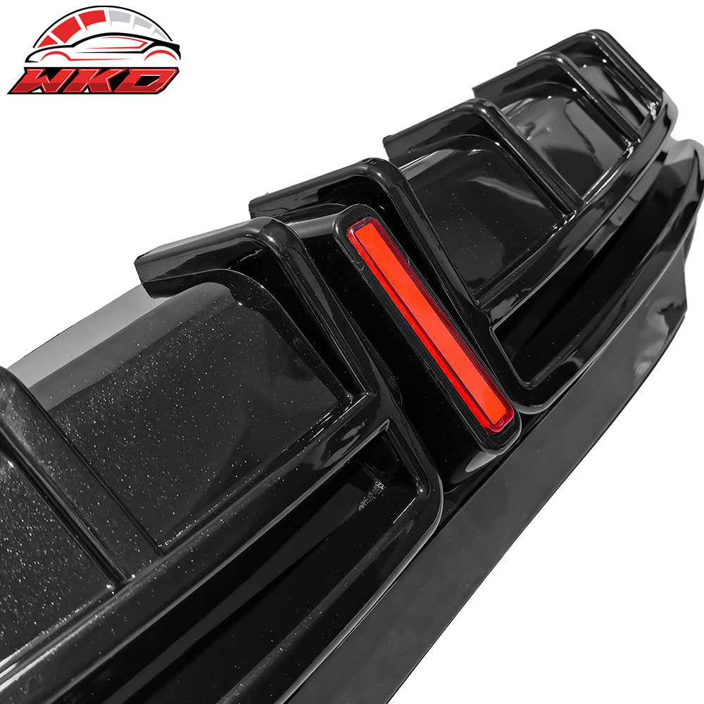 Fits 24-25 Tesla Model 3 Highland Rear Bumper Diffuser Gloss Black Lip LED Apron