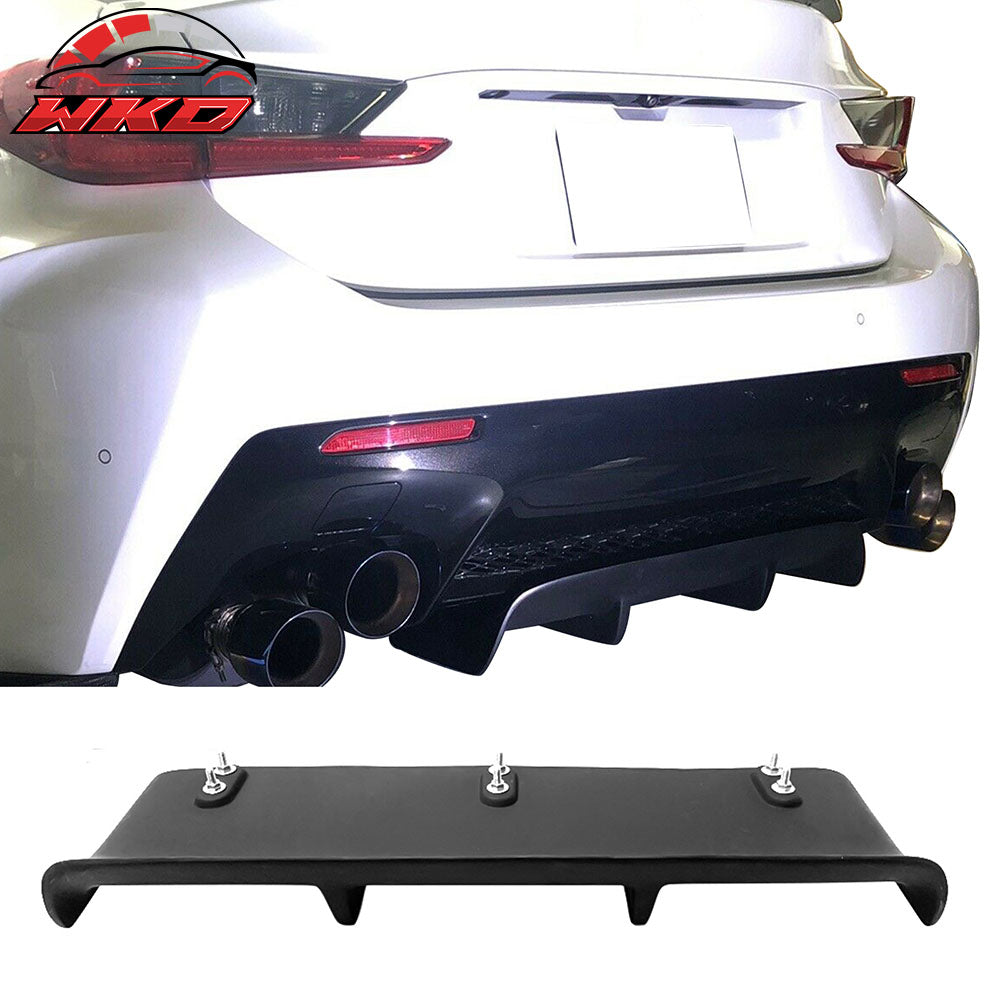 Universal 27"x9" MDA 4-Fin Rear Bumper Lip Splitter Protector Matte Black