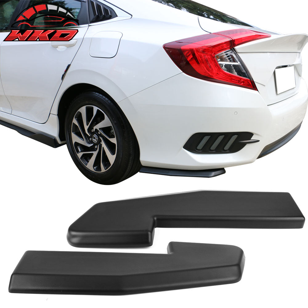 Universal 2PCS Rear Bumper Lip Diffuser Winglet Aprons V1 Style PP Matte Black