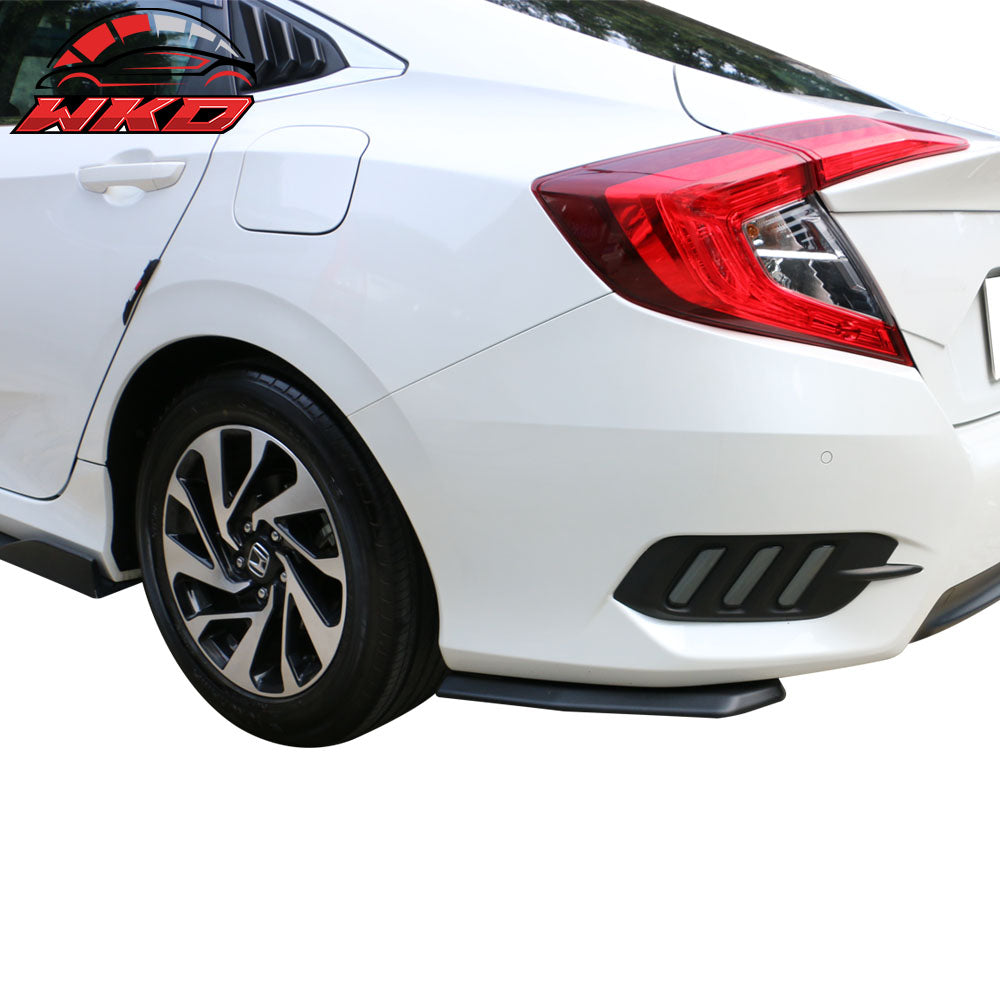 Universal 2PCS Rear Bumper Lip Diffuser Winglet Aprons V1 Style PP Matte Black