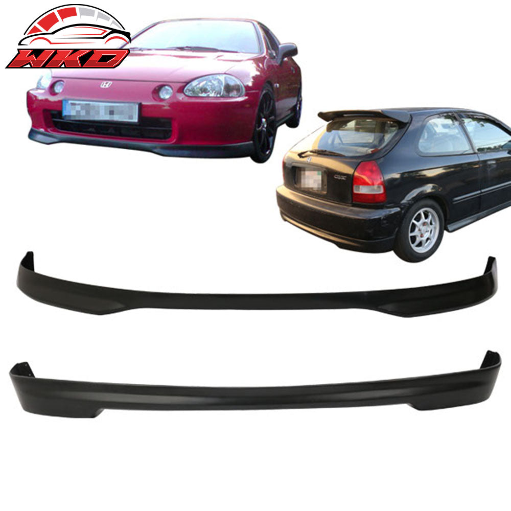Fits 96-98 Honda Civic 3DR Hatchback TR Style Front Bumper Lip + Rear Diffuser