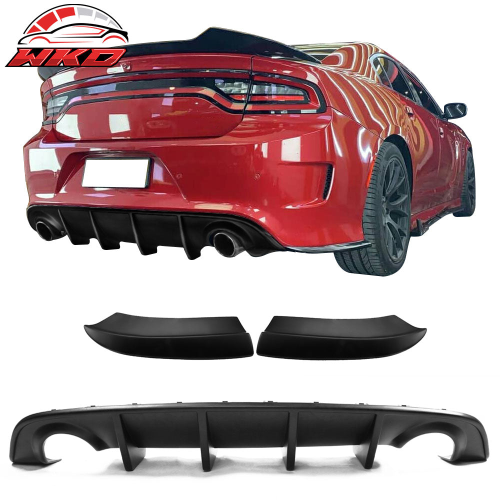 Fits 15-23 Dodge Charger SRT Rear Diffuser Bumper + Side Aprons Lip Pair - PP