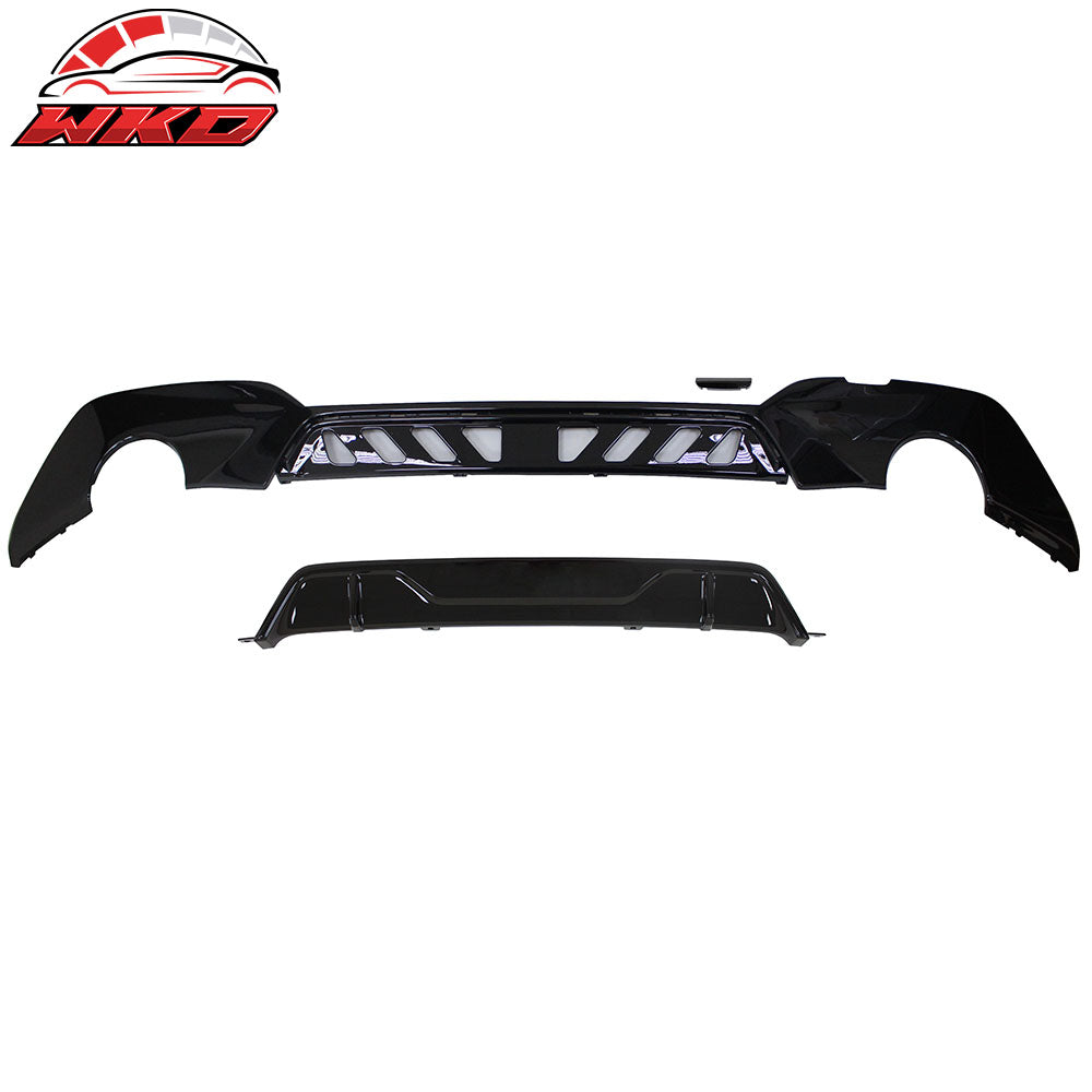 Fits 19-22 BMW G20 330i M Sport MP Style 2PCS Rear Bumper Diffuser Gloss Black