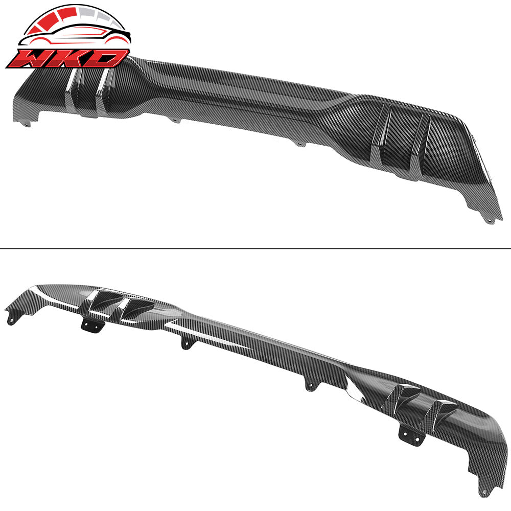 Fits 19-23 BMW G05 X5 M Sport Rear Diffuser + 2PC Rear Canard Carbon Fiber Print