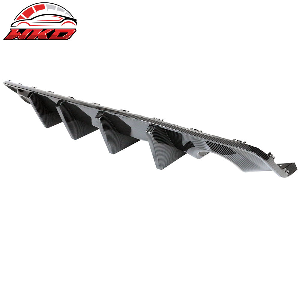 Fits 15-23 Charger Rear Bumper Conversion w/ Carbon Fiber Print Rear Diffuser PP