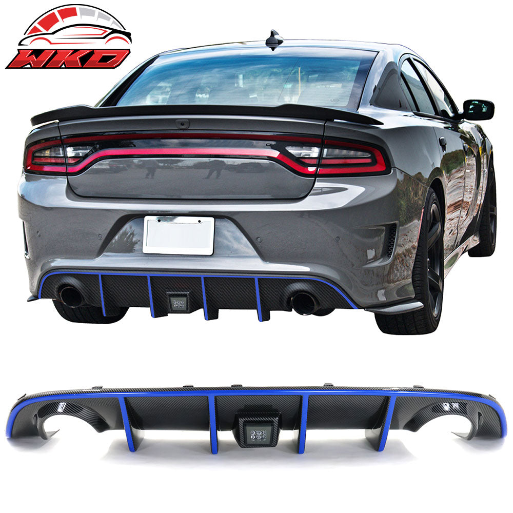 Wholesale 15-23 Dodge Charger LED Rear Diffuser Carbon Fiber Look Blue Reflective Tape