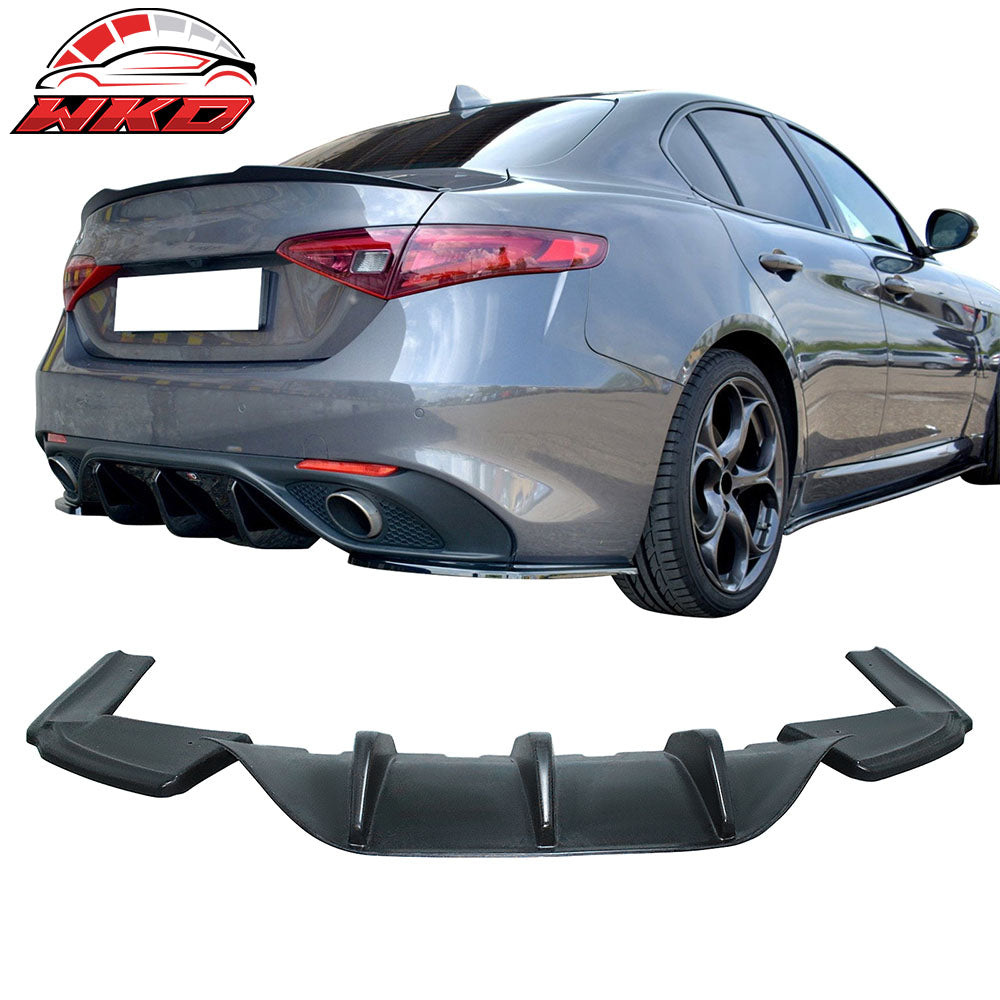 Fits 17-25 Alfa Romeo Giulia MX Style 3PCS Rear Bumper Lip Diffuser + Aprons PU