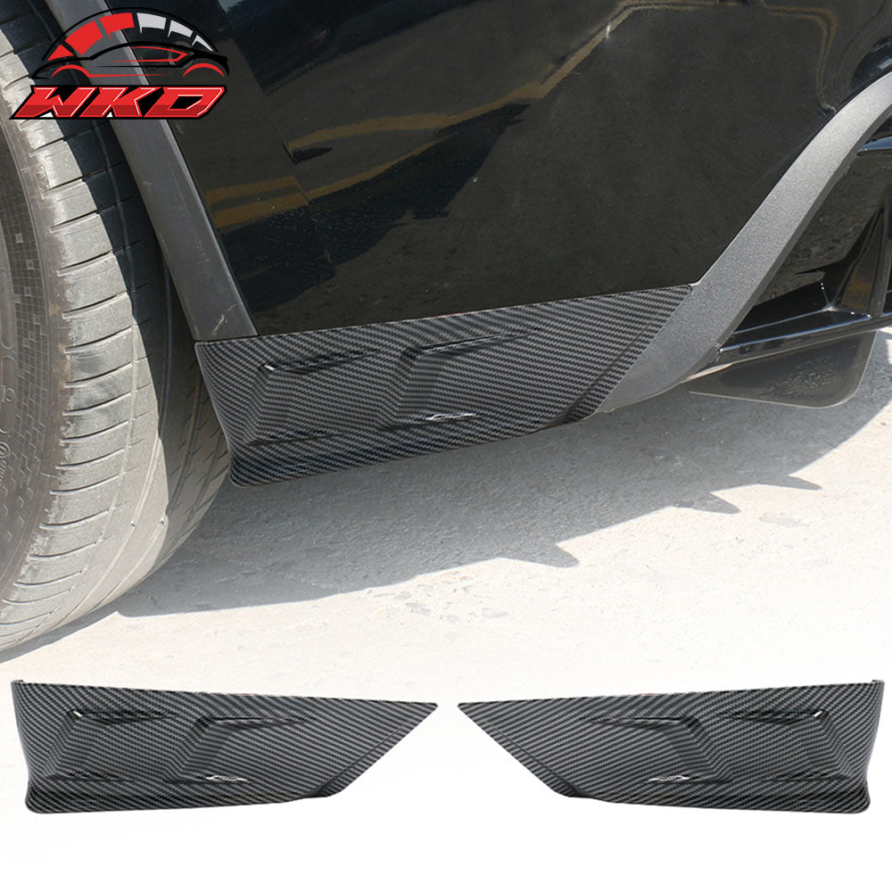 For 20-24 Tesla Y IKON Carbon Fiber Print Rear LED Diffuser Lip W/ Corner Aprons