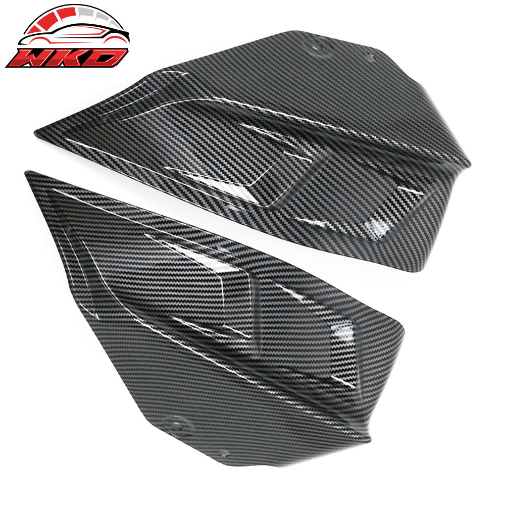 For 20-24 Tesla Y IKON Carbon Fiber Print Rear LED Diffuser Lip W/ Corner Aprons