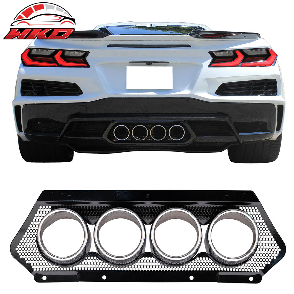 Fits 23-25 Chevy Corvette C8 Z06 ZR1 OE Silver Rear Quad Exhaust Tips W/ Grille