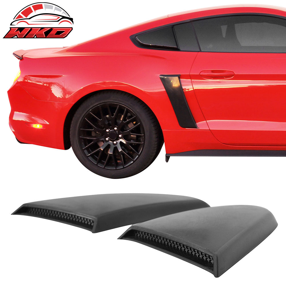 Fits 15-23 Ford Mustang IKON V2 Style Rear Side Window Louver - Matte Black