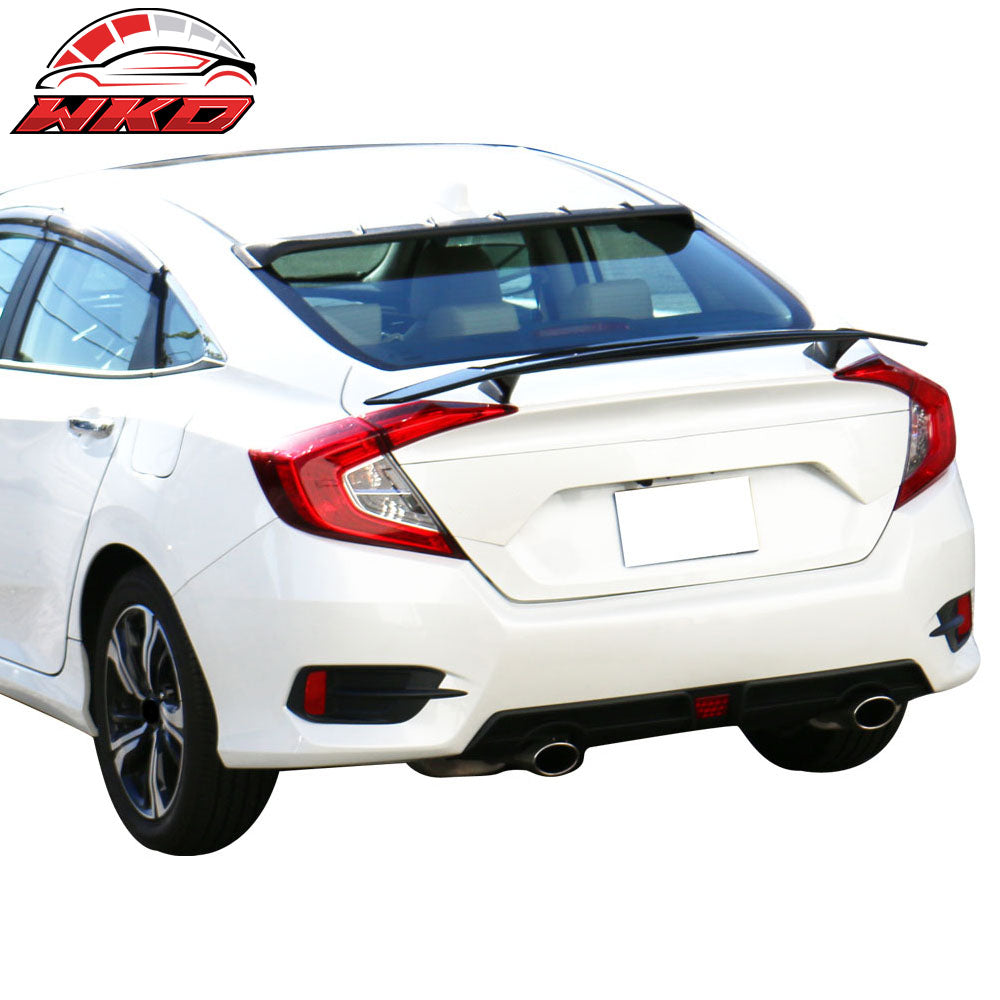 Universal 2 Post Rear Trunk Spoiler Wing Deck Lid Tail Trim Lip ABS Gloss Black
