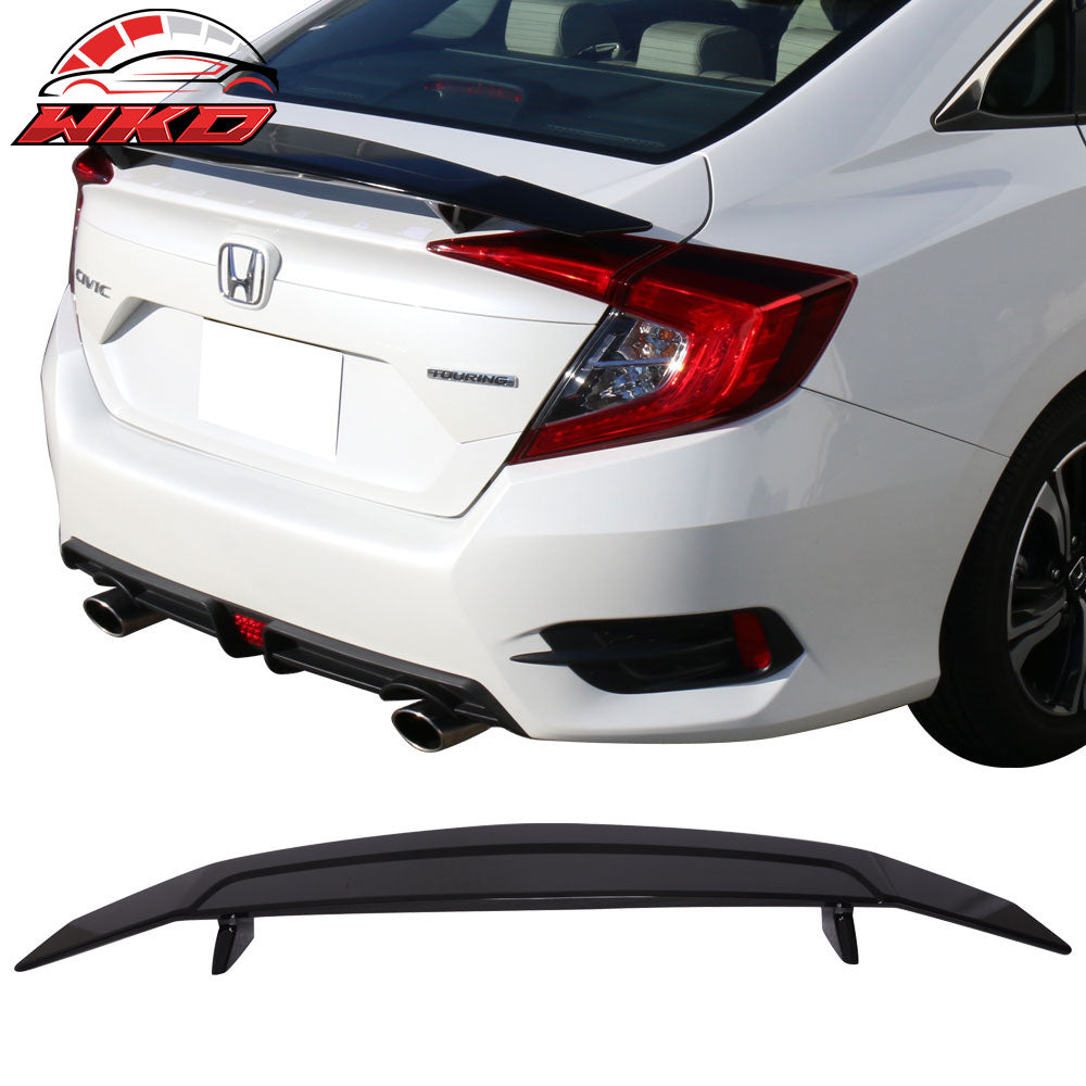 Fits 16-20 Honda Civic 2DR Coupe Rear Trunk Spoiler 2 Post Wing Lip Gloss Black