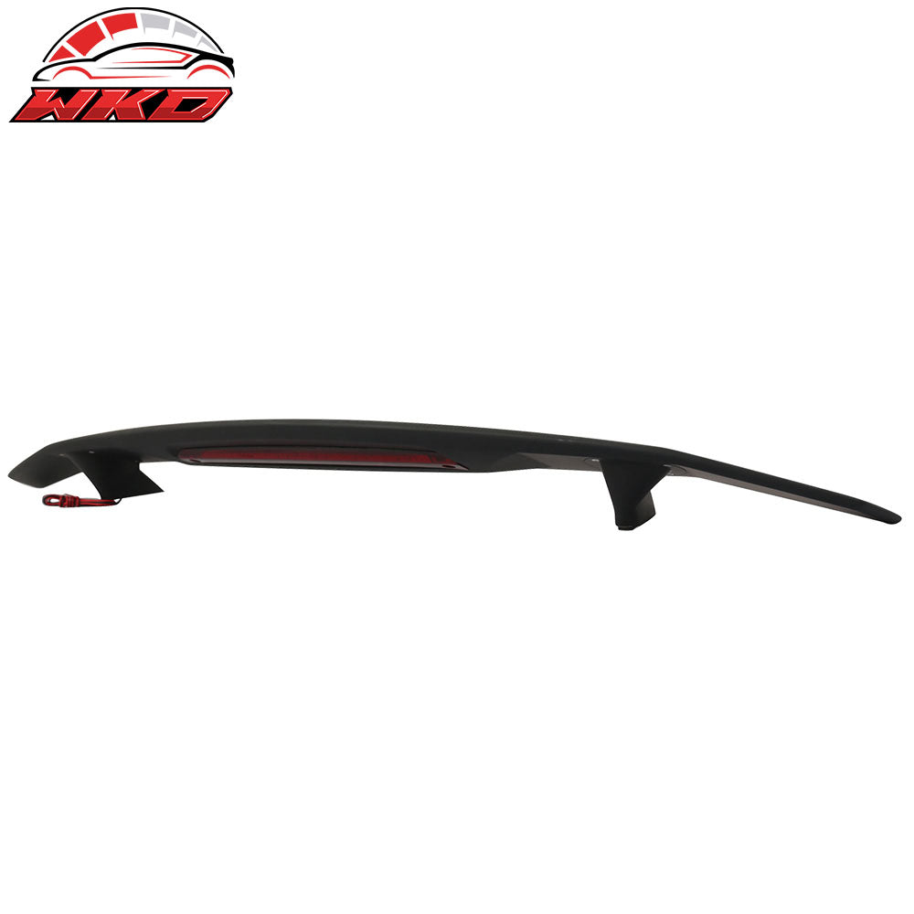 Fits 16-21 Civic Sedan 4Dr Trunk Spoiler Si Sport Wing & LED - Matte Black ABS