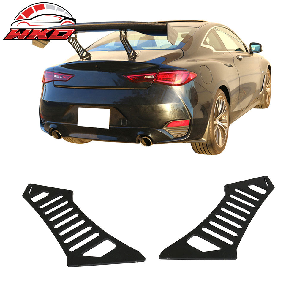 Universal Black Rear Trunk Spoiler Wing Legs Bracket Stand Mount Side Plate 2PC