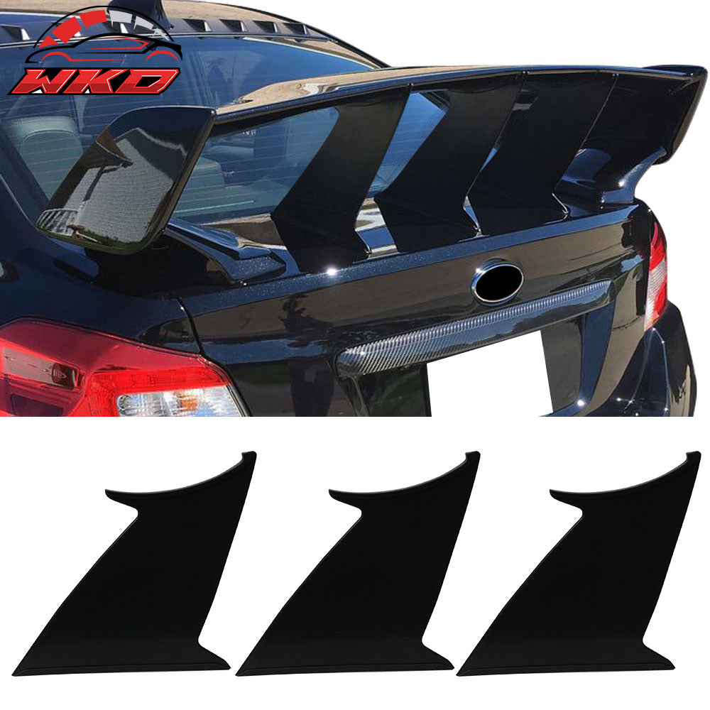 Fits 15-21 Subaru WRX STI 3PCS Trunk Spoiler Wing Stabilizer Support Add On ABS