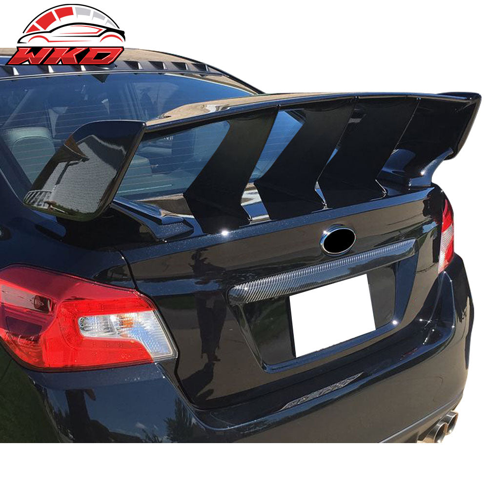 Fits 15-21 Subaru WRX STI 3PCS Trunk Spoiler Wing Stabilizer Support Add On ABS