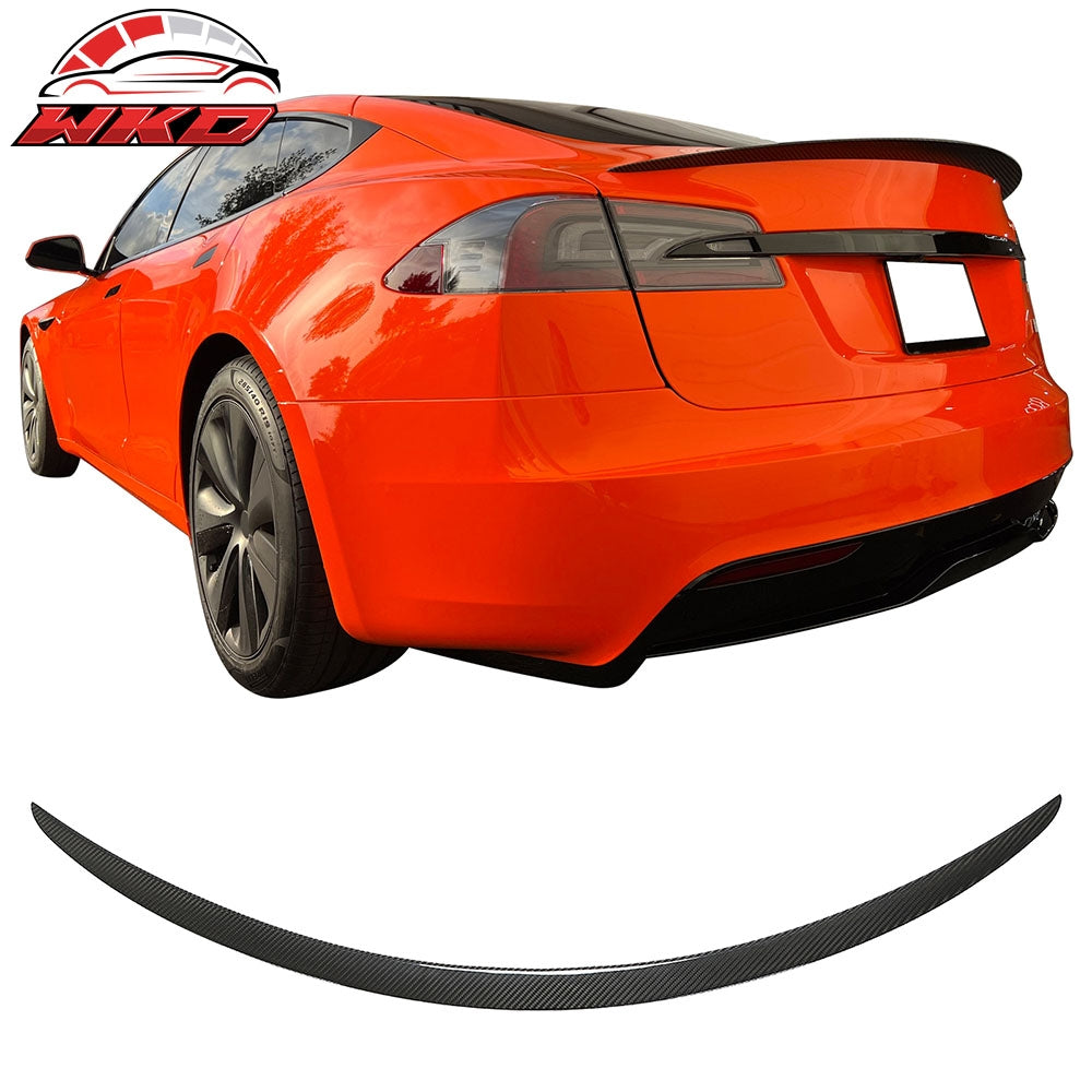 Dry Carbon Fiber For 12-26 Tesla Model S OE Style Rear Trunk Spoiler Gloss Black | Wholesale