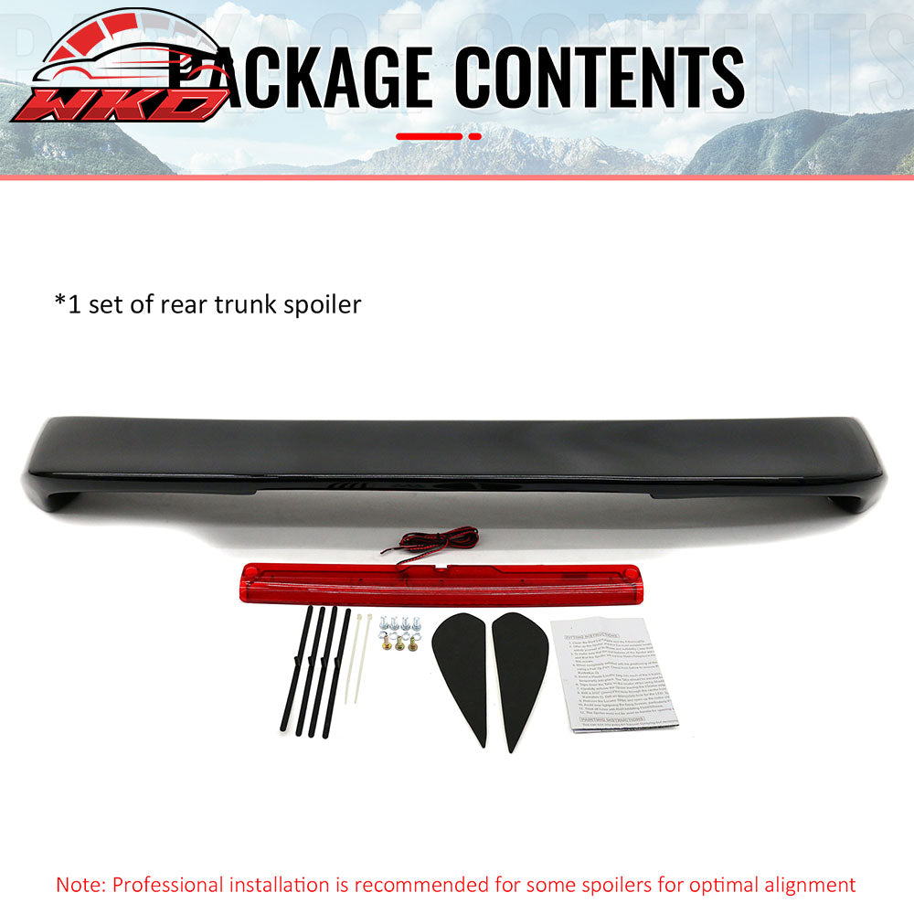 Fits 93-01 Subaru Impreza Sedan Coupe Rear Trunk Spoiler W/LED Light Gloss Black